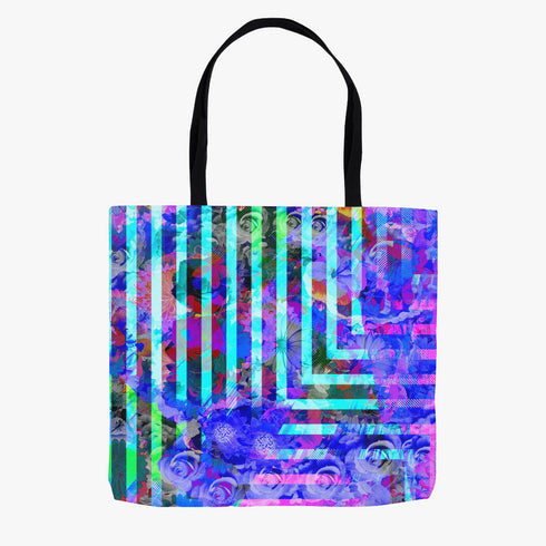 Neon Floral Bomb Canvas Tote Bag